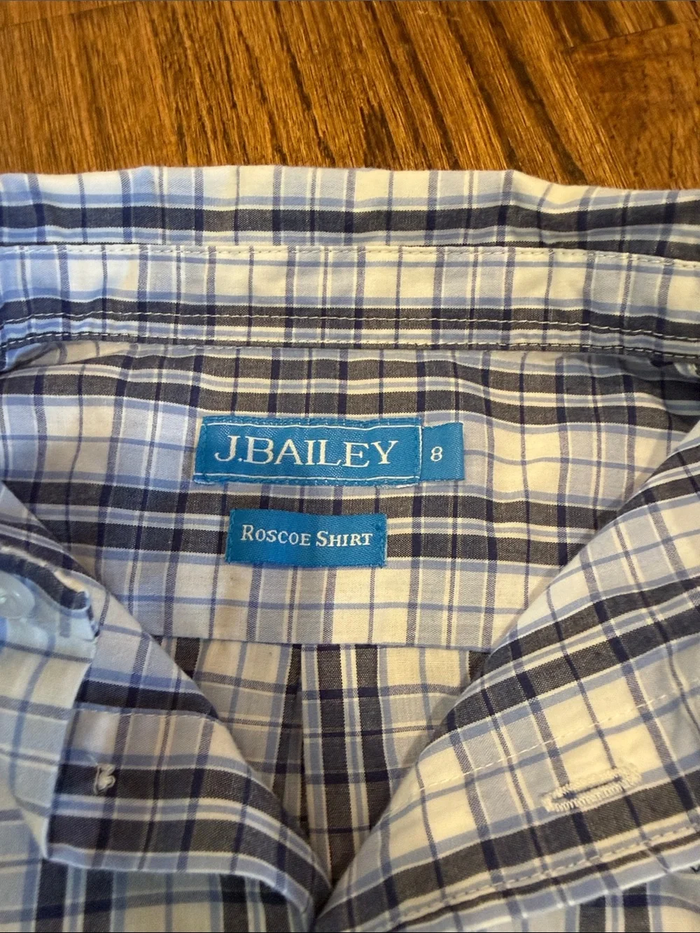 Boys J Bailey White and Blue Plaid Button-Down Shirt size 8